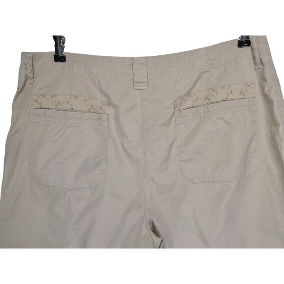 J Jill Pants Size 16 Tan Khaki Beige Cargo Zip pockets Lightweight Cotton Eyelet - Picture 5 of 15